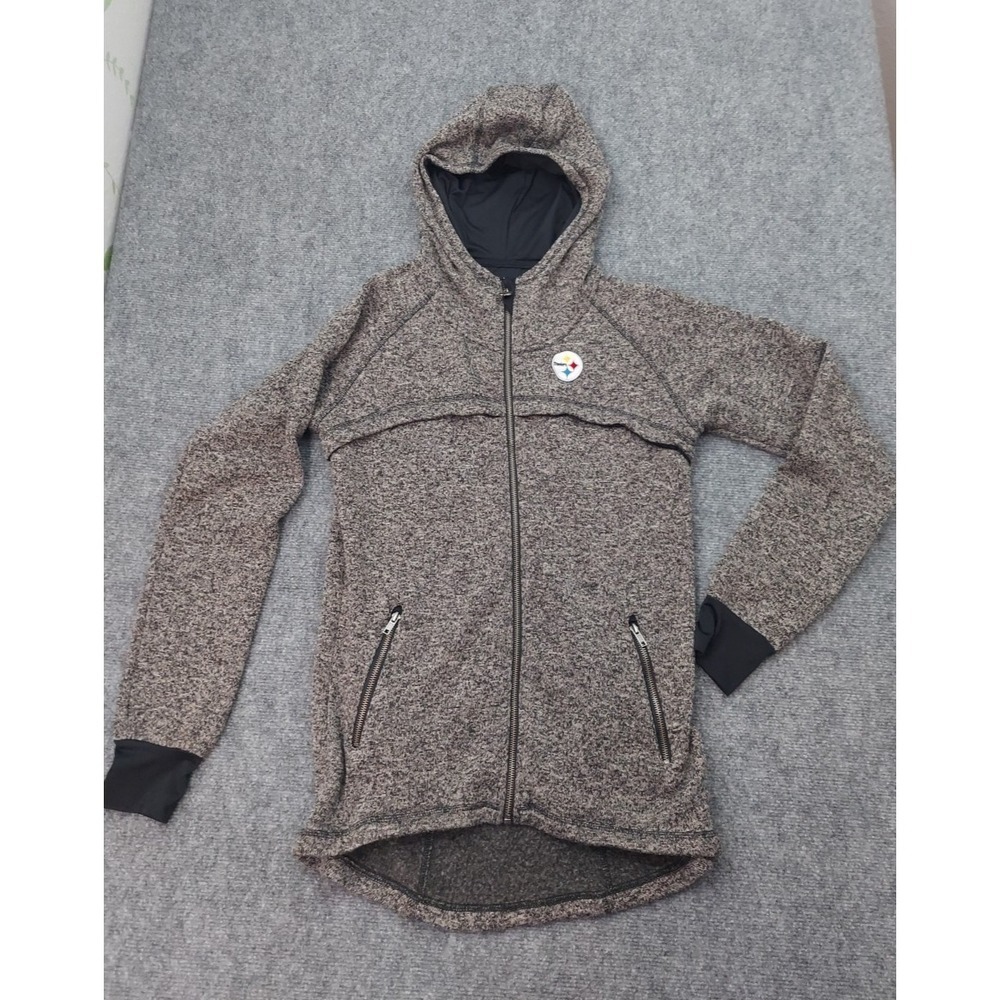 Pittsburgh Steelers NFL Fleece Jacket womens Large Gray Pro Line Hooded
